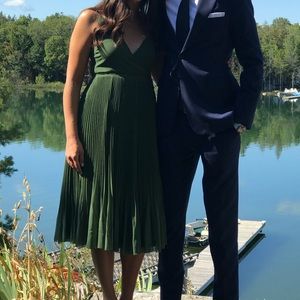 Aritzia pleated wrap dress in green